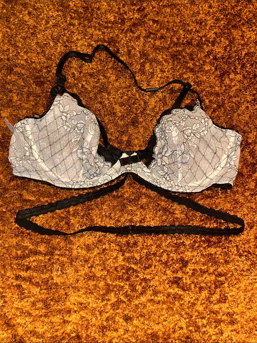 Victoria's Secret Black and White Lace Demi Underwire Bra